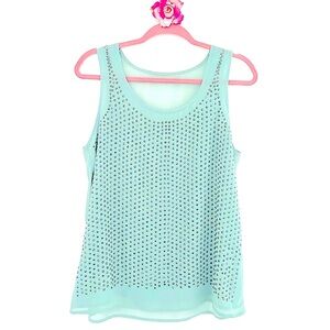 💕Pretty Mint Green Embellished Studded Top Camisole Top SZ M